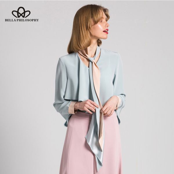 women's blouses & shirts philosophy 2021 macaron blue pink elegant women tie bow lace up blouse ladies office blusas asymmetry v-neck, White
women's blouses & shirts philosophy 2021 macaron blue pink elegant women tie bow lace up blouse ladies office blusas asymmetry v-neck, White