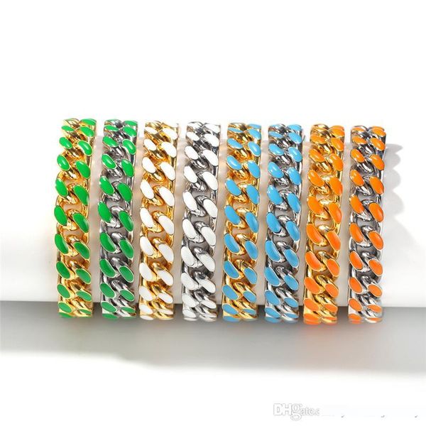 luxury men bracelet link chains stainless steel yellow gold plated oil painting cuban link chain bracelet for men women hip hop bracelets, Black 
luxury men bracelet link chains stainless steel yellow gold plated oil painting cuban link chain bracelet for men women hip hop bracelets, Black