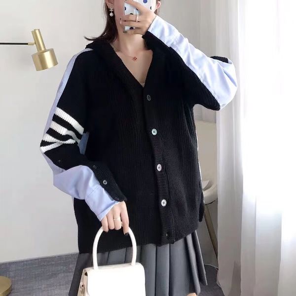 women's hooded knit cardigan men's shirt jacket loose sweater stitching color striped sweater hoodie men's hooded jacket qq4, Black;brown
women's hooded knit cardigan men's shirt jacket loose sweater stitching color striped sweater hoodie men's hooded jacket qq4, Black;brown