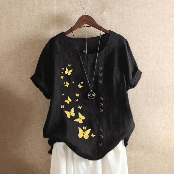 women 2020 summer butterfly print blouse shirt elegant short sleeve buttons pullover casual o-neck lady blusa fashion, Black;blue
women 2020 summer butterfly print blouse shirt elegant short sleeve buttons pullover casual o-neck lady blusa fashion, Black;blue