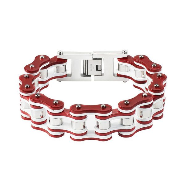 16mm punk rock men's red white bike bracelet stainless steel motorcycle male bicycle biker chain link bracelets bangle jewelry, Black
16mm punk rock men's red white bike bracelet stainless steel motorcycle male bicycle biker chain link bracelets bangle jewelry, Black