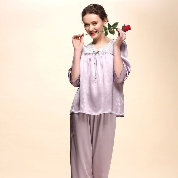 cearpion 2019 new half sleeve women pajamas suit solid silk 2pcs shirt+pant sleepwear elegant casual daily home clothes, Blue;gray
cearpion 2019 new half sleeve women pajamas suit solid silk 2pcs shirt+pant sleepwear elegant casual daily home clothes, Blue;gray