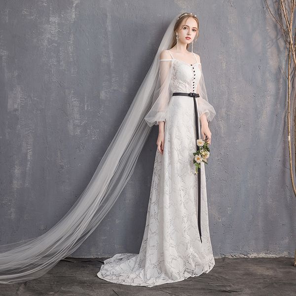 the new light dress the bride married a word shoulder in europe and the contracted show thin tail, White
the new light dress the bride married a word shoulder in europe and the contracted show thin tail, White