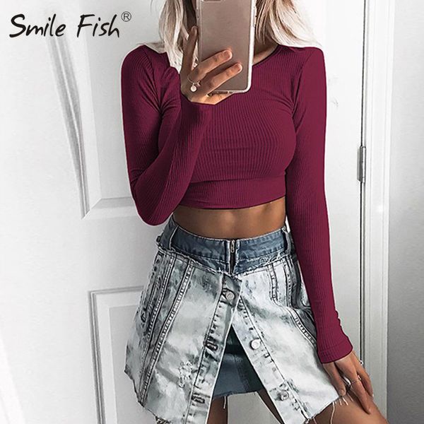 women's t-shirt casual long sleeve basic solid t-shirts stretch ribbed knitted crop 2021 autumn women o-neck short tee bottoming shirt, White
women's t-shirt casual long sleeve basic solid t-shirts stretch ribbed knitted crop 2021 autumn women o-neck short tee bottoming shirt, White