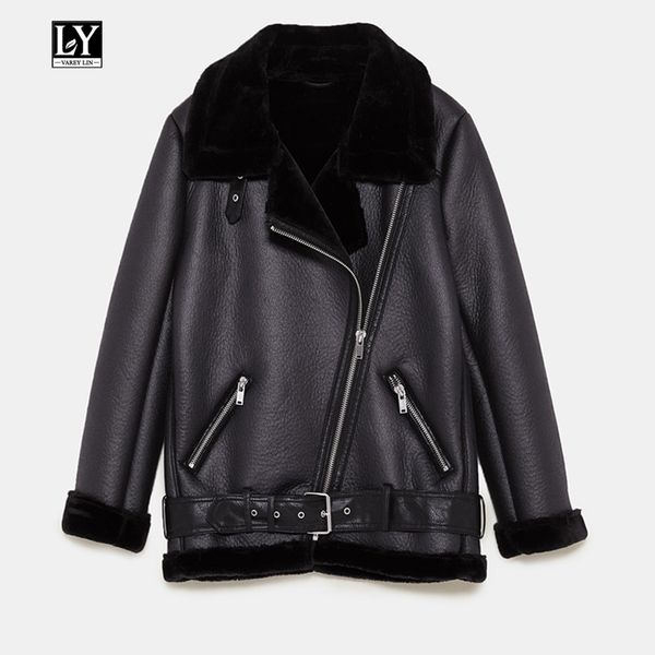ly varey lin new women faux sheepskin coat winter vintage leopard print motorcycle female faux lamb leather warm thick outerwear, Black
ly varey lin new women faux sheepskin coat winter vintage leopard print motorcycle female faux lamb leather warm thick outerwear, Black
