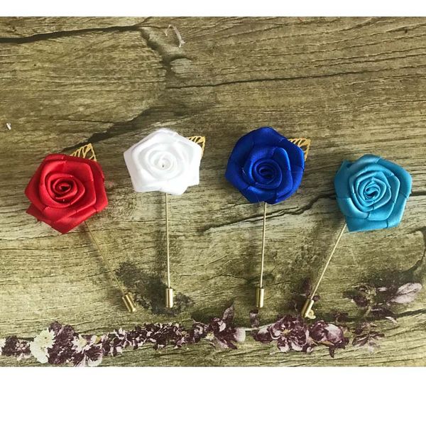 

new man groom boutonniere golden leaf pin silk rose pearl flower buttonhole wedding party prom man suit corsage pin brooch
