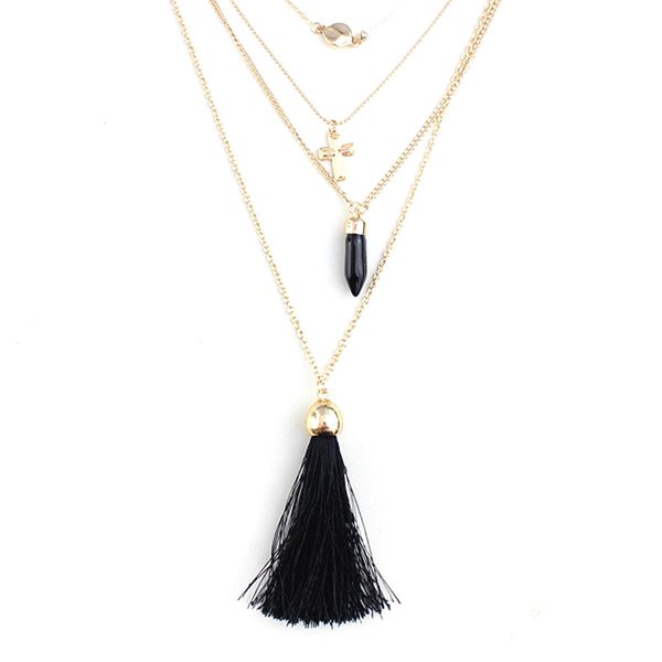 3 multilayer black tassel necklace natural stone choker gold color necklaces pendants bohemian jewelry sne160077, Silver
3 multilayer black tassel necklace natural stone choker gold color necklaces pendants bohemian jewelry sne160077, Silver