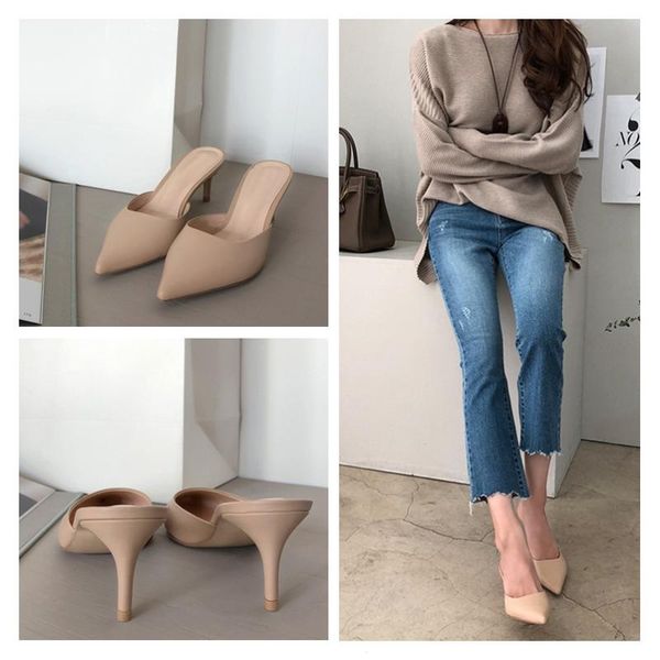 med thin heels pointed toe female shoes ladies' slippers slides heeled mules 2020 high cover pumps rome basic, Black
med thin heels pointed toe female shoes ladies' slippers slides heeled mules 2020 high cover pumps rome basic, Black