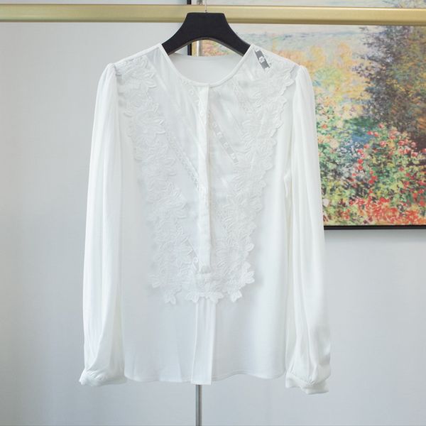 women's blouses & shirts women shirt fashion temperament and lace embroidery flower long-sleeved, White
women's blouses & shirts women shirt fashion temperament and lace embroidery flower long-sleeved, White
