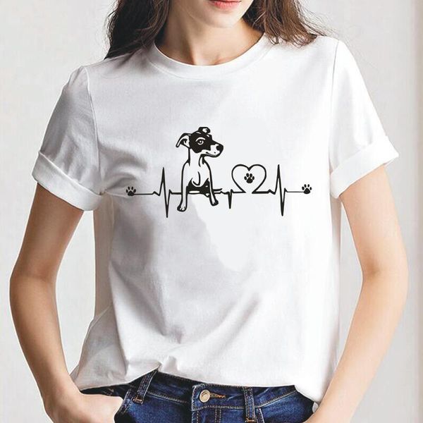 women's t-shirt jack russell heartbeat funny women tshirt short sleeve animal print hipster t shirt dog girl tee femme, White
women's t-shirt jack russell heartbeat funny women tshirt short sleeve animal print hipster t shirt dog girl tee femme, White