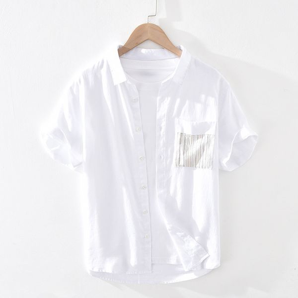 men's casual shirts men summer fashion japan style 100% linen pockets patchwork turn down collar short sleeve shirt male high quality, White;black
men's casual shirts men summer fashion japan style 100% linen pockets patchwork turn down collar short sleeve shirt male high quality, White;black