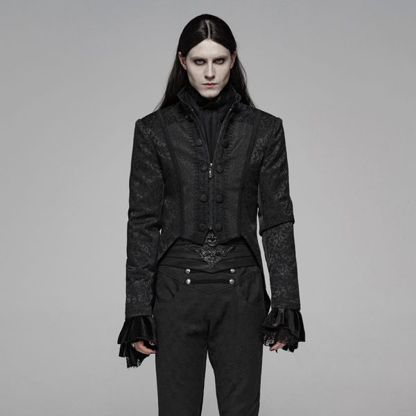 punk rave men's gothic victorian jacquard dovetail coat dinner party stage performance gentleman elegant mid-length trench coat, Tan;black
punk rave men's gothic victorian jacquard dovetail coat dinner party stage performance gentleman elegant mid-length trench coat, Tan;black