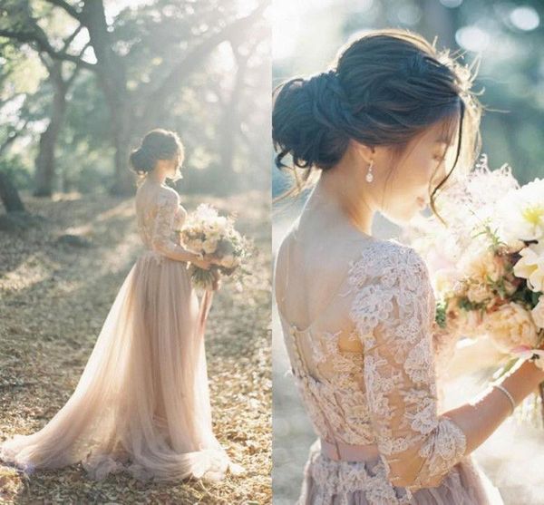 vintage champagne country wedding dress bohemian a line custom bridal gown 3/4 long sleeve lace appliqued wedding dress, White
vintage champagne country wedding dress bohemian a line custom bridal gown 3/4 long sleeve lace appliqued wedding dress, White