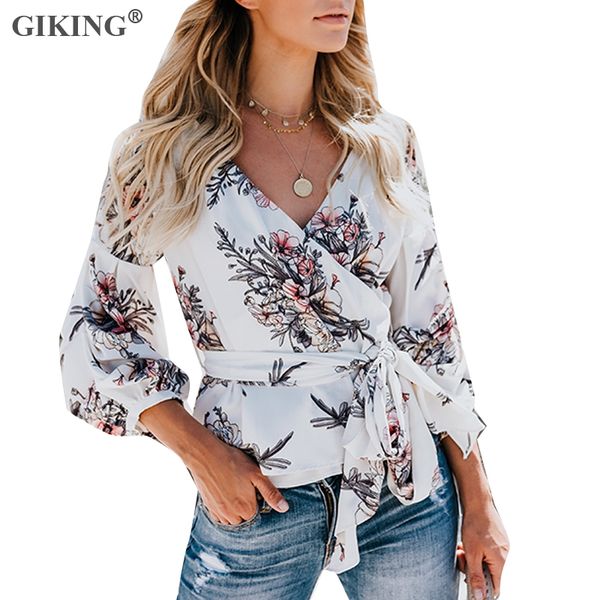 giking floral print summer shirts women v-neck 3/4 lantern sleeve slim boho style woman casual shirts office lady, White
giking floral print summer shirts women v-neck 3/4 lantern sleeve slim boho style woman casual shirts office lady, White