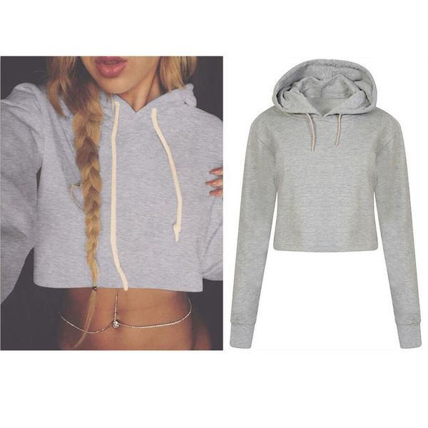 women hooded sweatshirt short loose solid streetwear long sleeve brief paragraph hoodie pullover sportswear moletom w, Black
women hooded sweatshirt short loose solid streetwear long sleeve brief paragraph hoodie pullover sportswear moletom w, Black