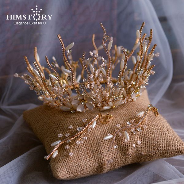 himstory luxury retro handmade beaded tiaras crown crystal pearl women princess royal bridal wedding hair accessories jewelry, Golden;white
himstory luxury retro handmade beaded tiaras crown crystal pearl women princess royal bridal wedding hair accessories jewelry, Golden;white