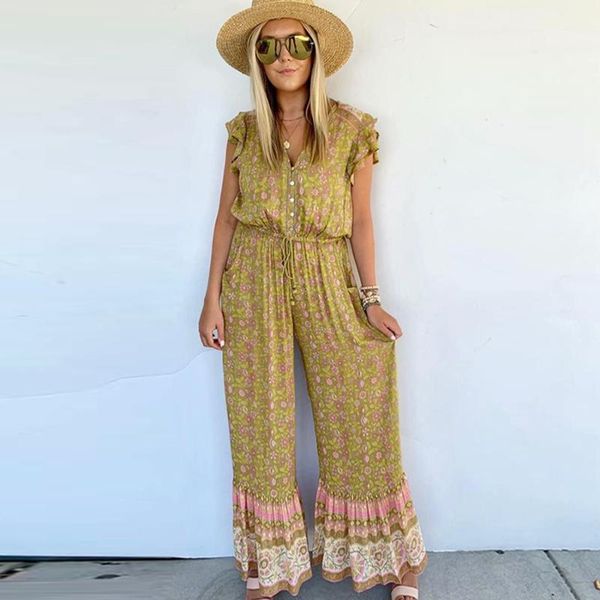 women's jumpsuits & rompers ayualin ruffles sleeve female jumpsuit yellow 2021 floral print v-neck wide leg summer beach gypsy playsuit, Black;white
women's jumpsuits & rompers ayualin ruffles sleeve female jumpsuit yellow 2021 floral print v-neck wide leg summer beach gypsy playsuit, Black;white