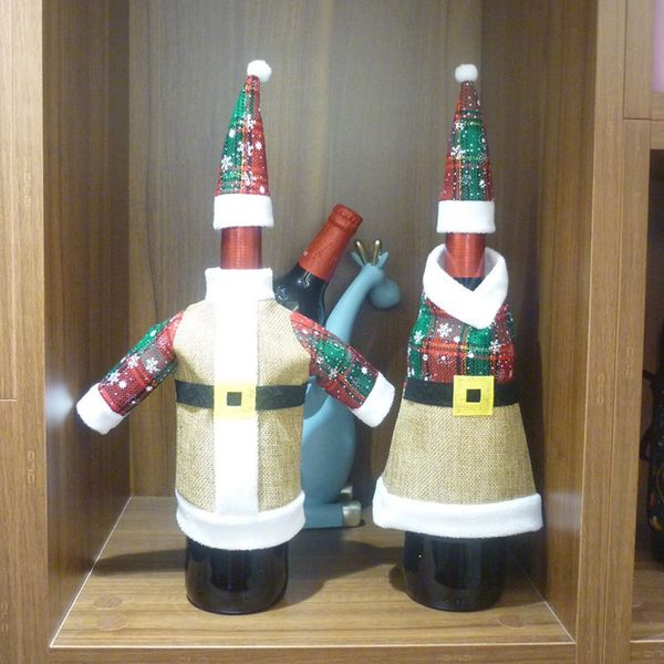 1 set christmas decoration red wine bottle covers clothes with hats bags santa dinner table decoration for home christmas party
1 set christmas decoration red wine bottle covers clothes with hats bags santa dinner table decoration for home christmas party