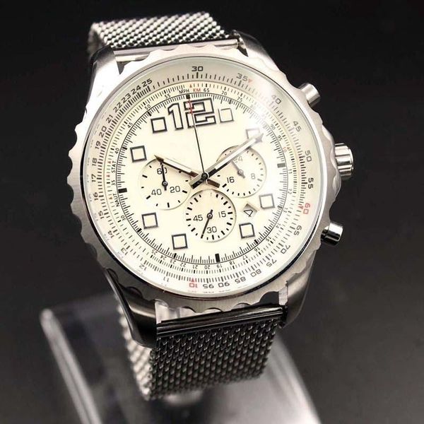2020 outdoor 48mm quartz chronograph men wristwatches navitimer stainless steel strap white dial mens watch watches, Slivery;brown
2020 outdoor 48mm quartz chronograph men wristwatches navitimer stainless steel strap white dial mens watch watches, Slivery;brown