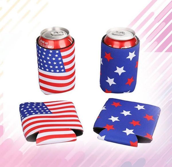 

2020 американский флаг пива бутылки охладитель рукава неопрена защита изоляции рукава holder безалкогольные напитки накрывает zipper customi