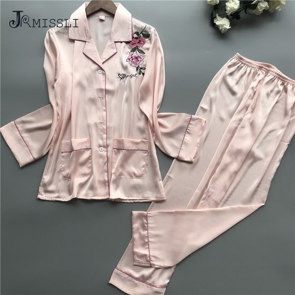 jrmissli pyjama women satin sleepwear 2019 spring long sleeve women pajama sets embroidery home wear elegant pijama mujer suit, Blue;gray
jrmissli pyjama women satin sleepwear 2019 spring long sleeve women pajama sets embroidery home wear elegant pijama mujer suit, Blue;gray
