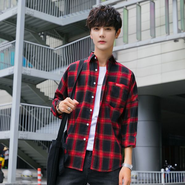 new trends in 2019 long sleeved shirt man individual striped checked shirt a handsome jacket for men, White;black
new trends in 2019 long sleeved shirt man individual striped checked shirt a handsome jacket for men, White;black