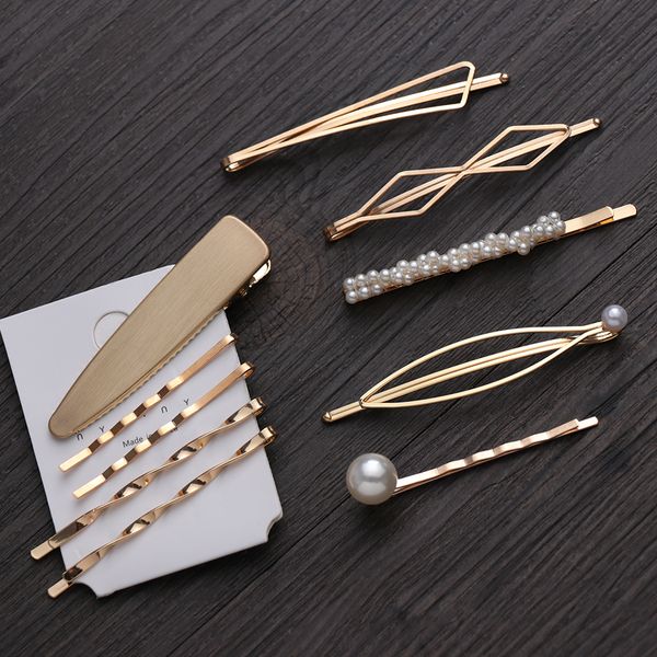 1 set gold metal minimalist geometric irregular hair clips imitination pearl hairpins barrette hairgrip hair styling accessories, Golden;silver
1 set gold metal minimalist geometric irregular hair clips imitination pearl hairpins barrette hairgrip hair styling accessories, Golden;silver