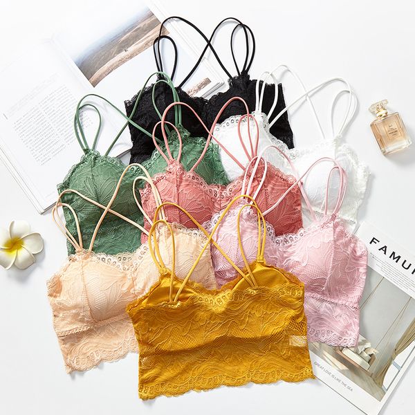 woman tanklace underwear bra black camisole summer bralette crop 2020 new arrival, Black;white