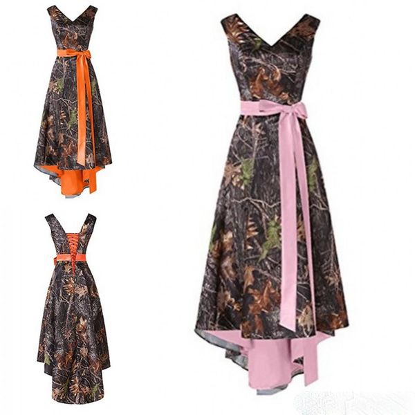 camo hi lo bridesmaid dresses 2020 v neck ribbon bows orange pink inner satin wedding guest prom formal party dress, White;pink
camo hi lo bridesmaid dresses 2020 v neck ribbon bows orange pink inner satin wedding guest prom formal party dress, White;pink