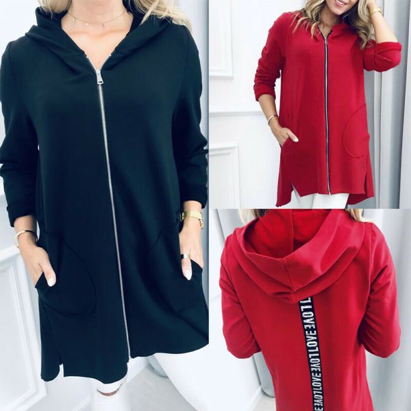 women warm zipper hooded long jacket coat letter splice pockets jacket autumn elegant woman long sleeve casual black/red outwear, Black;brown
women warm zipper hooded long jacket coat letter splice pockets jacket autumn elegant woman long sleeve casual black/red outwear, Black;brown
