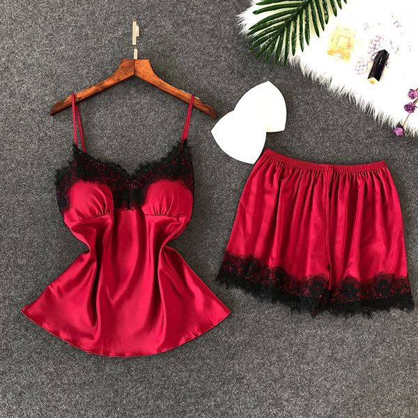 2 piece mini sleepwear pajamas satin silk nightwear female sleeveless shorts lace pijama pink lace pjs women, Blue;gray
2 piece mini sleepwear pajamas satin silk nightwear female sleeveless shorts lace pijama pink lace pjs women, Blue;gray