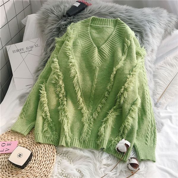2019 new fashion women's autumn sweater loose v-neck knitting winter clothes women sweater women, White;black
2019 new fashion women's autumn sweater loose v-neck knitting winter clothes women sweater women, White;black