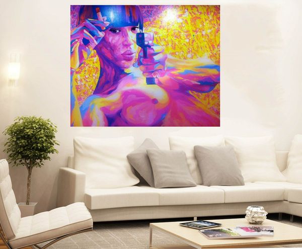 

girl nude purple gun street art large wall home decor handpainted &hd print oil painting on canvas wall art canvas pictures 200217