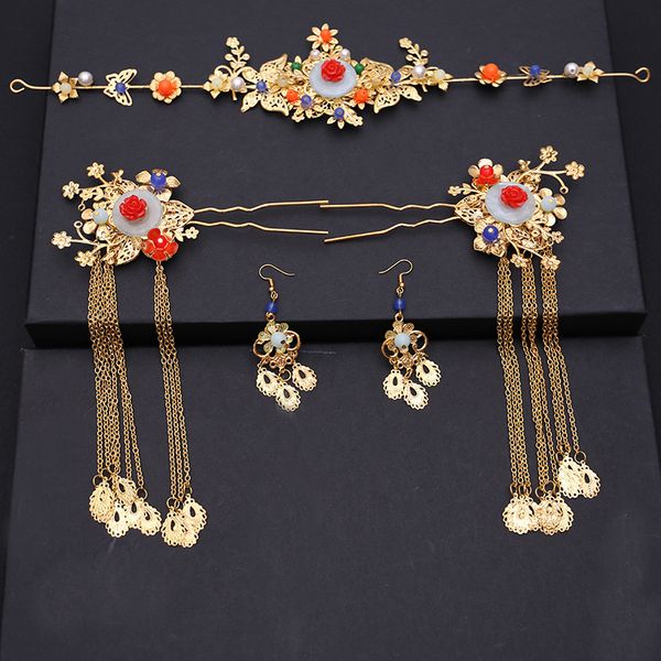 new chinese bride wedding bride headdress coronet ancient palace wholesale headwear suit wholesale, Golden;white
new chinese bride wedding bride headdress coronet ancient palace wholesale headwear suit wholesale, Golden;white
