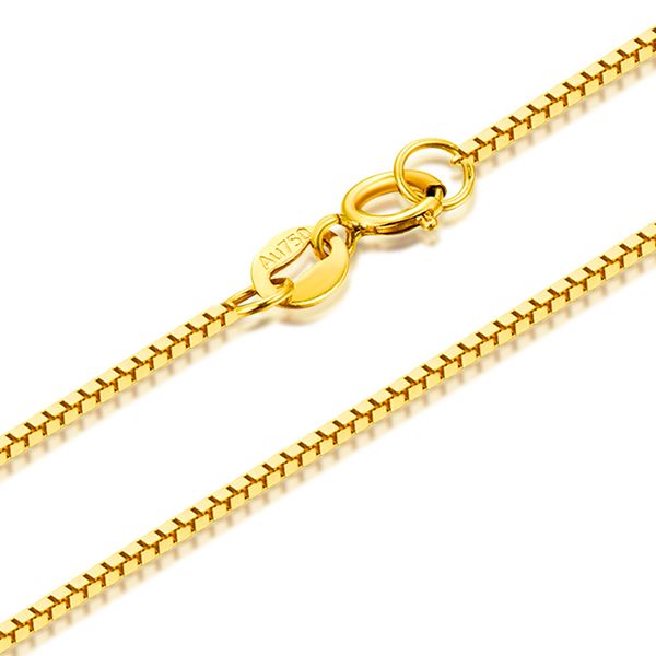 rinyin fine jewelry genuine 18k yellow gold necklace pure au750 square box chain 16" 18" inches, Silver
rinyin fine jewelry genuine 18k yellow gold necklace pure au750 square box chain 16" 18" inches, Silver