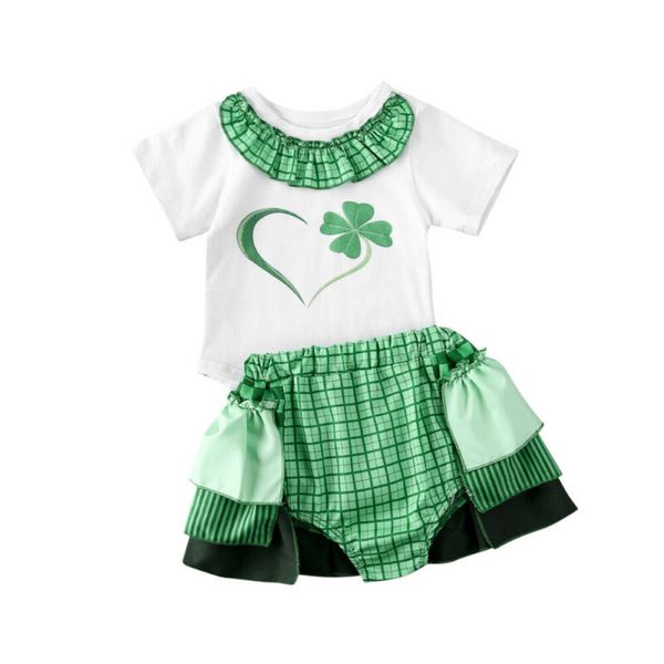 st. patrick's day clover newborn baby girl clothes sets 0-18m print short sleeve romper ruffle shorts clothes, White
st. patrick's day clover newborn baby girl clothes sets 0-18m print short sleeve romper ruffle shorts clothes, White