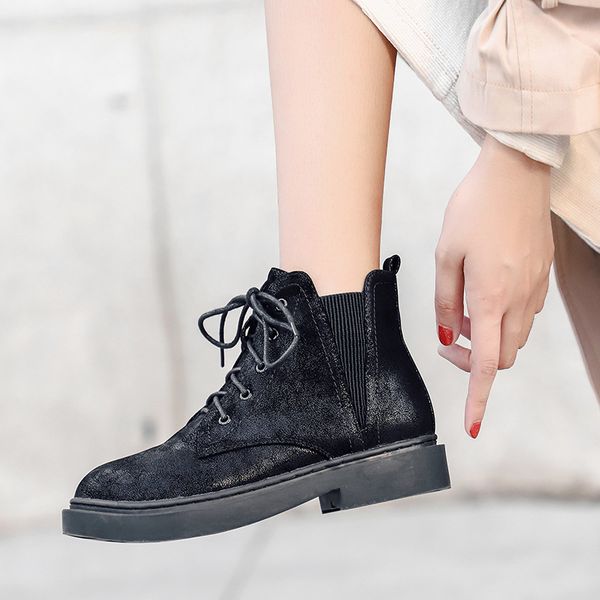 shoes women boots winter booties ladies low heels booties lace up luxury designer round toe bootee woman 2019 rubber autumn, Black
shoes women boots winter booties ladies low heels booties lace up luxury designer round toe bootee woman 2019 rubber autumn, Black