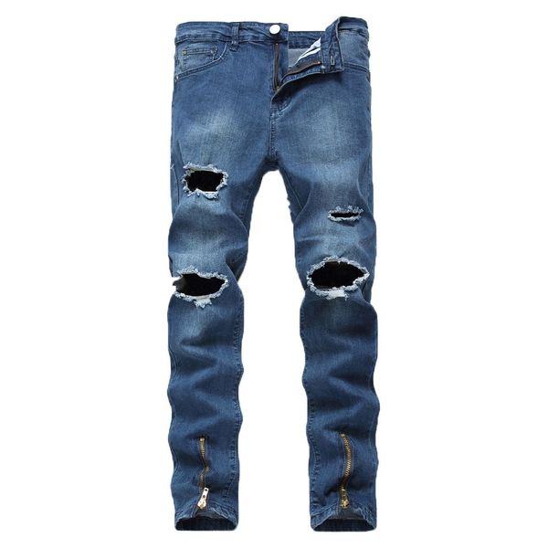 men's jeans mens casual skinny pants men solid black ripped beggar with knee hole for youth men#g3, Blue
men's jeans mens casual skinny pants men solid black ripped beggar with knee hole for youth men#g3, Blue