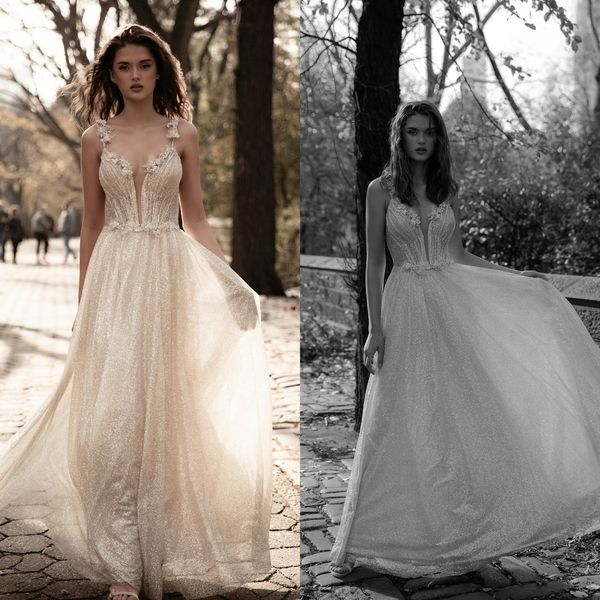 sparkly a line wedding dresses oved cohen spaghetti lace applique sequined tulle bridal gowns 2019 spring summer boho wedding dress, White
sparkly a line wedding dresses oved cohen spaghetti lace applique sequined tulle bridal gowns 2019 spring summer boho wedding dress, White