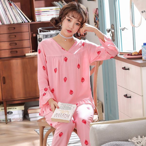 2019 new girl sweet 2pcs nightwear lounge home wear printed v-neck shirt+pants pijama pijama set cotton sleepwear negligee, Blue;gray
2019 new girl sweet 2pcs nightwear lounge home wear printed v-neck shirt+pants pijama pijama set cotton sleepwear negligee, Blue;gray