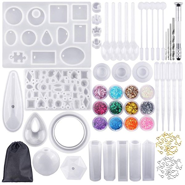 funn-98 pieces silicone casting molds and tools set with a black storage bag for diy jewelry craft making
funn-98 pieces silicone casting molds and tools set with a black storage bag for diy jewelry craft making