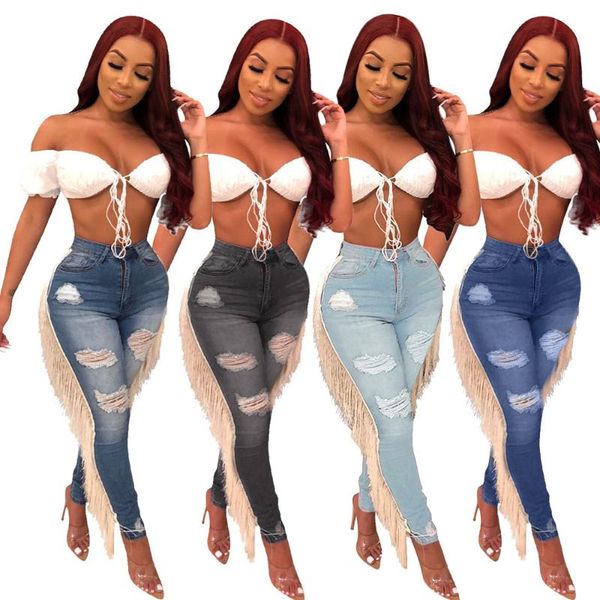 women's tassel jeans holes denim bodycon long pants casual trousers night club wear skinny high waist streetwear fashion, Blue
women's tassel jeans holes denim bodycon long pants casual trousers night club wear skinny high waist streetwear fashion, Blue