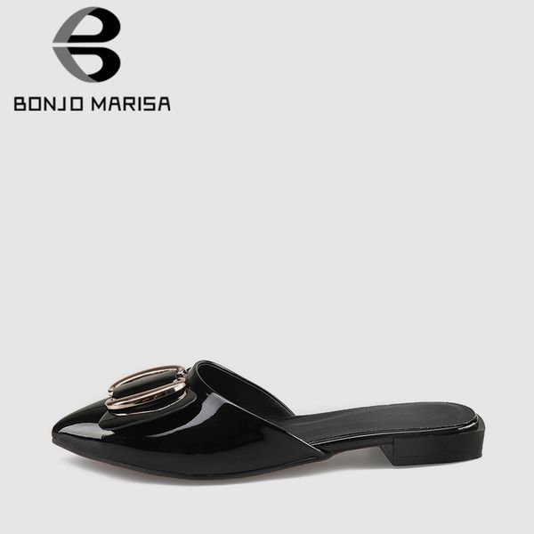 bonjomarisa 2019 big size 32-43 fashion patent pu women slippers casual summer lovely date footwear metal decorating shose woman, Black
bonjomarisa 2019 big size 32-43 fashion patent pu women slippers casual summer lovely date footwear metal decorating shose woman, Black