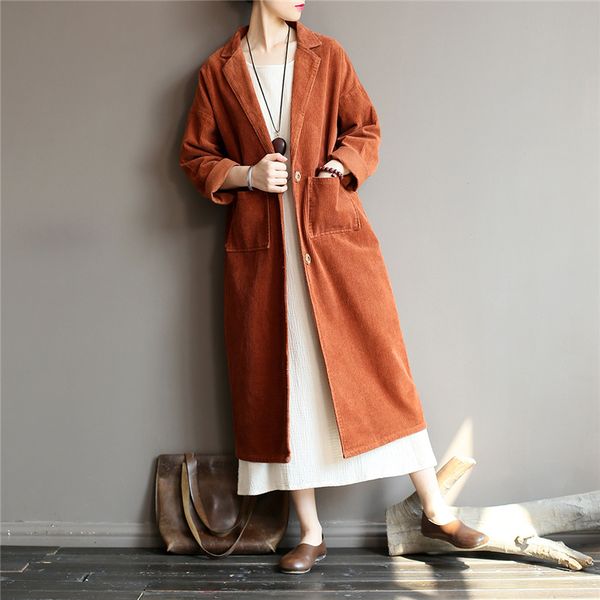 johnature women corduroy trench coats 2019 autumn winter new solid color long sleeve button pockets casual loose women trench, Tan;black
johnature women corduroy trench coats 2019 autumn winter new solid color long sleeve button pockets casual loose women trench, Tan;black