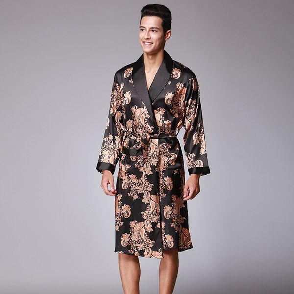 2020 spring and summer silk men's pajamas spring long home nightgown long-sleeved clothing men's robe bathrobe sleepwear, Black;brown
2020 spring and summer silk men's pajamas spring long home nightgown long-sleeved clothing men's robe bathrobe sleepwear, Black;brown