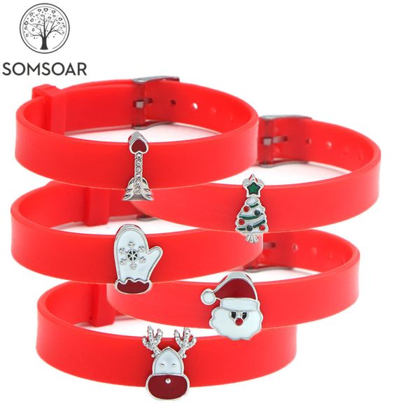 dropshipping somsoar jewelry red silicone christmas charm bracelet set with xmas slide charms as christmas day gift, Golden;silver
dropshipping somsoar jewelry red silicone christmas charm bracelet set with xmas slide charms as christmas day gift, Golden;silver
