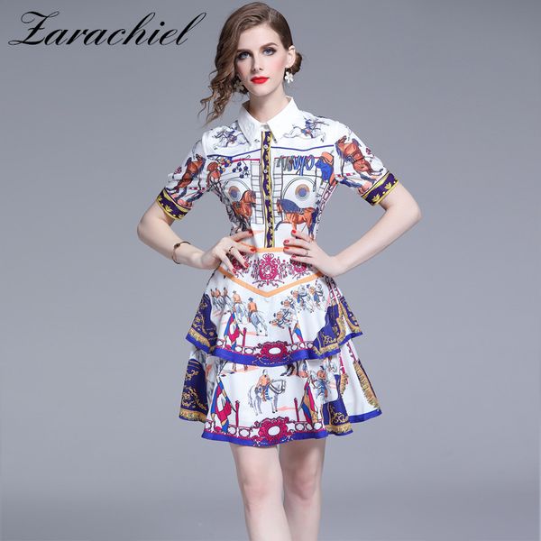 designer runway shirt dress 2019 summer women short sleeve turn down collar vintage horse flower print elegant layer cake dress, Black;gray
designer runway shirt dress 2019 summer women short sleeve turn down collar vintage horse flower print elegant layer cake dress, Black;gray