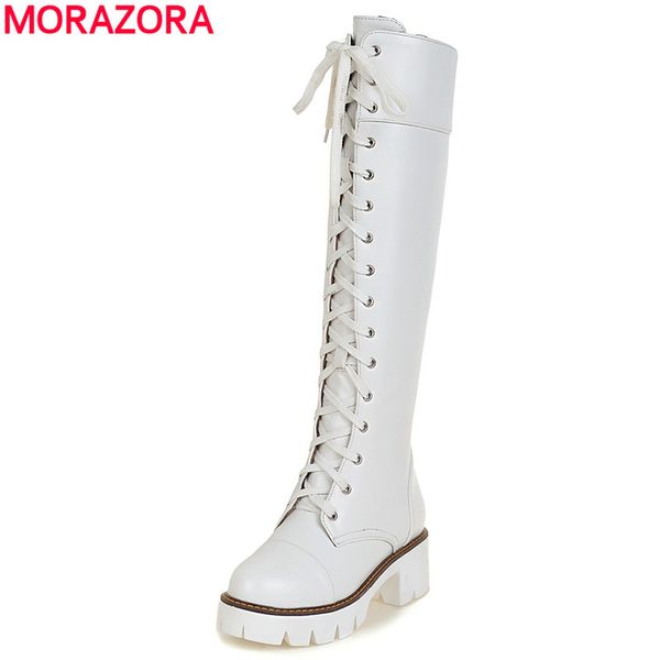 размер morazora plus 34-43 новые моды кружева вверх ботинки женщин pu мягкие кожаные сапоги до колен платформы дама осени мотоцикла, Black
размер morazora plus 34-43 новые моды кружева вверх ботинки женщин pu мягкие кожаные сапоги до колен платформы дама осени мотоцикла, Black