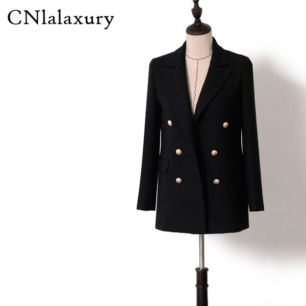 handmade tweed blazer suits for women fashion notched collar double breasted jacket solid black woolen blazers coat, White;black
handmade tweed blazer suits for women fashion notched collar double breasted jacket solid black woolen blazers coat, White;black