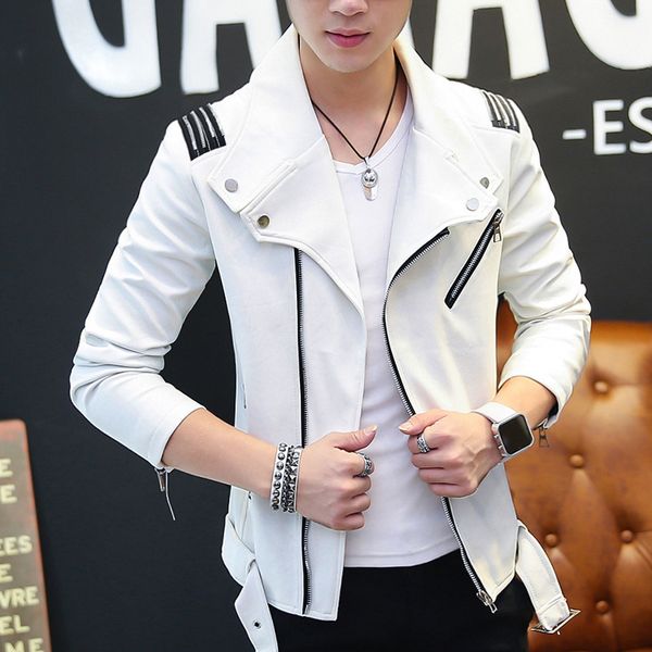 men's leather jacket spring young casual lapel locomotive pu leather jacket korean version of slim-fit, Black
men's leather jacket spring young casual lapel locomotive pu leather jacket korean version of slim-fit, Black